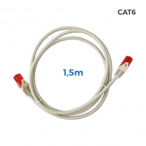 Cabo UTP Cat.6 RJ45 cobre LSZH Cinza 1,5m