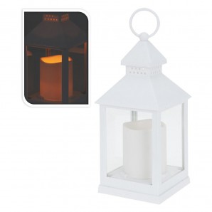 Lanterna com Vela LED 10,5x10,5x23cm Branca