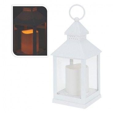 Lanterna com Vela LED 10,5x10,5x23cm Branca