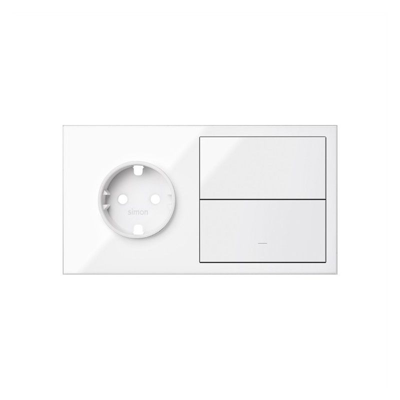 SIMON 100 - Kit frontal 2 elementos base + chave branca brilhante 10020203-130