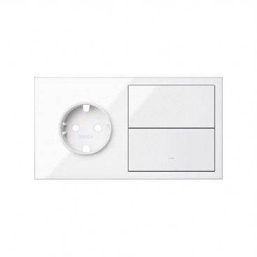 SIMON 100 - Kit frontal 2 elementos base + chave branca brilhante 10020203-130