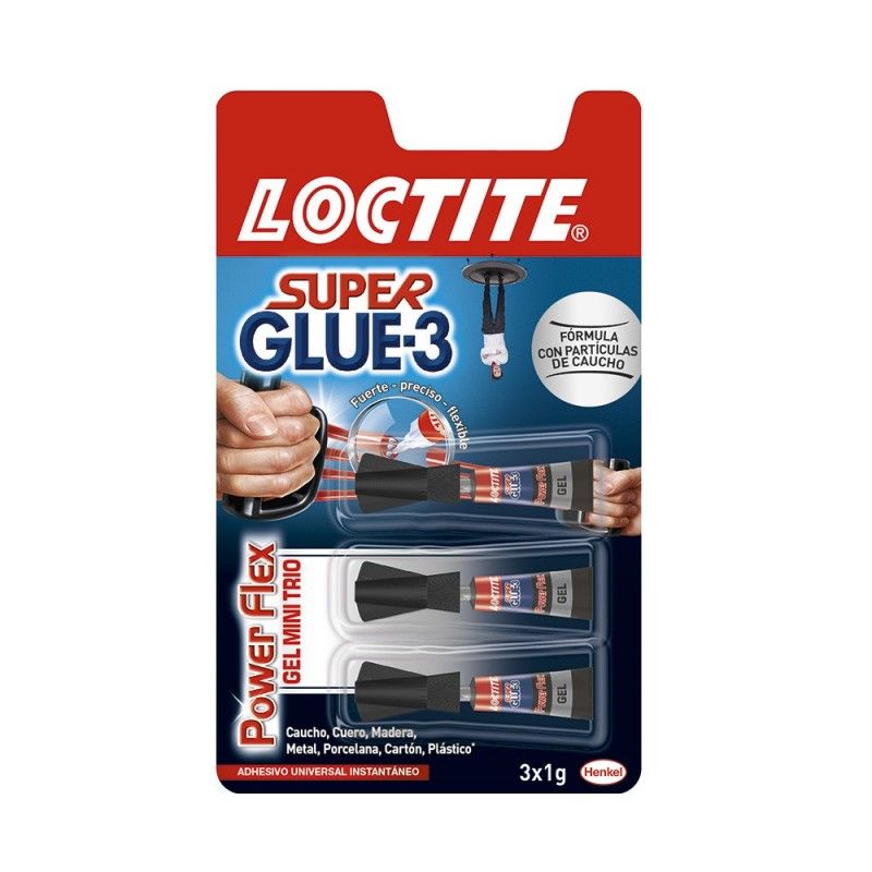 La fórmula líquida de Loctite Super Glue-3 es versátil, rápida y fuerte.  Las uniones son limpias y transparentes y aseguran una