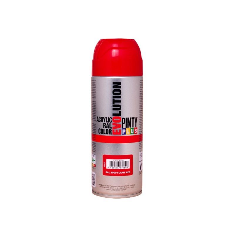 Tinta Spray PintyPlus Evolution RAL 3000 Vermelho Brilhante 520cc