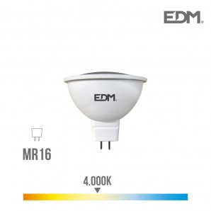 Bombilla dicroica mr16 12v smd 5w 450 lumens 4.000k apertura 120º edm