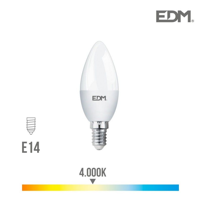 Lâmpada Vela LED EDM E14 7W 600lm 4000K Luz...