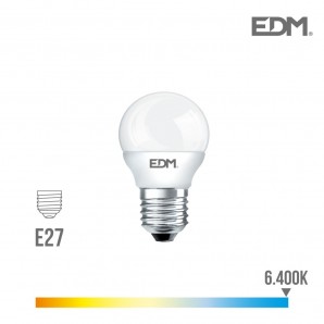 Lâmpada LED Esférica EDM E27 7W 600lm 6400K Luz Fria...