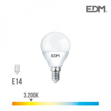 Bombilla esferica led - smd - e14 - 7w - 600 lumens - 3200k - luz calida - edm