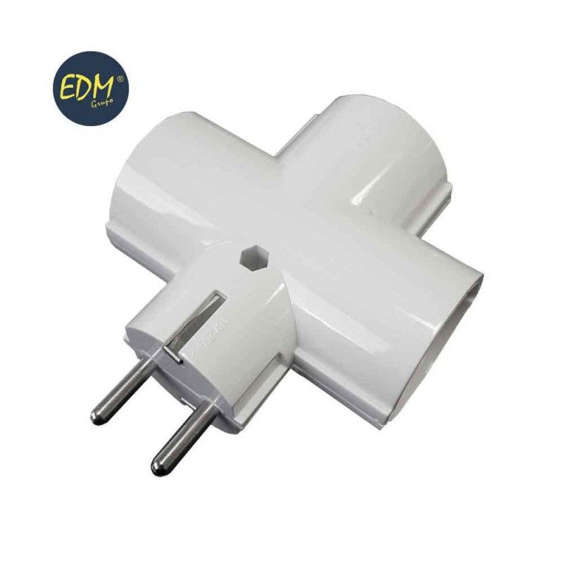 Plugue EDM Triplo com Baquelite T/TL 16A 250V (Embalado)