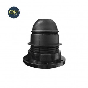 Portalamparas semiroscado e-27 + arandela  envasado negro edm