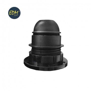 Portalamparas semiroscado e-27 + arandela  envasado negro edm