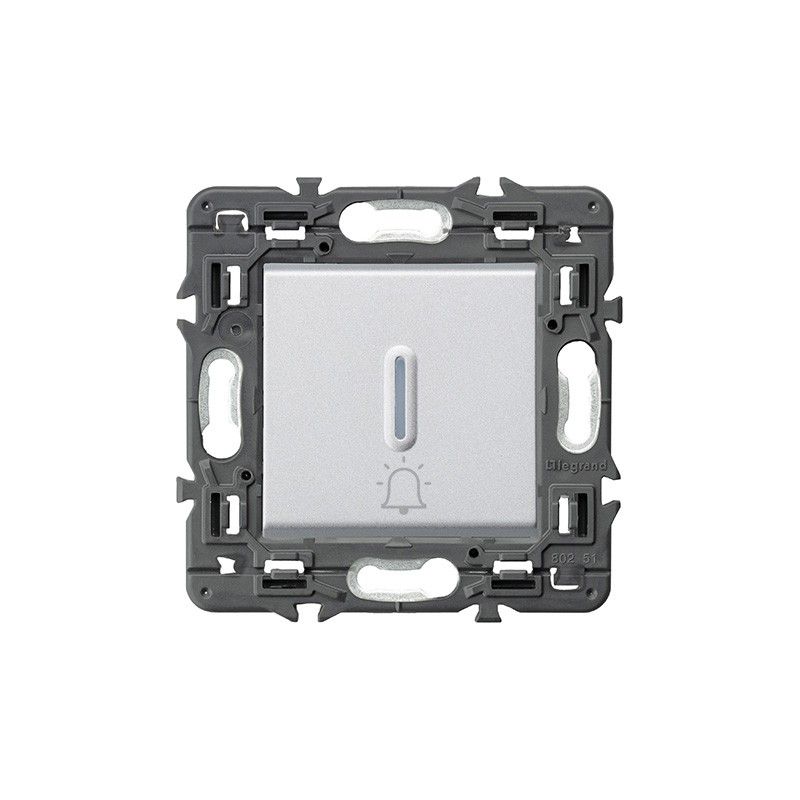 Pulsador luminoso campana VALENA NEXT 1P 6A aluminio LEGRAND 741359