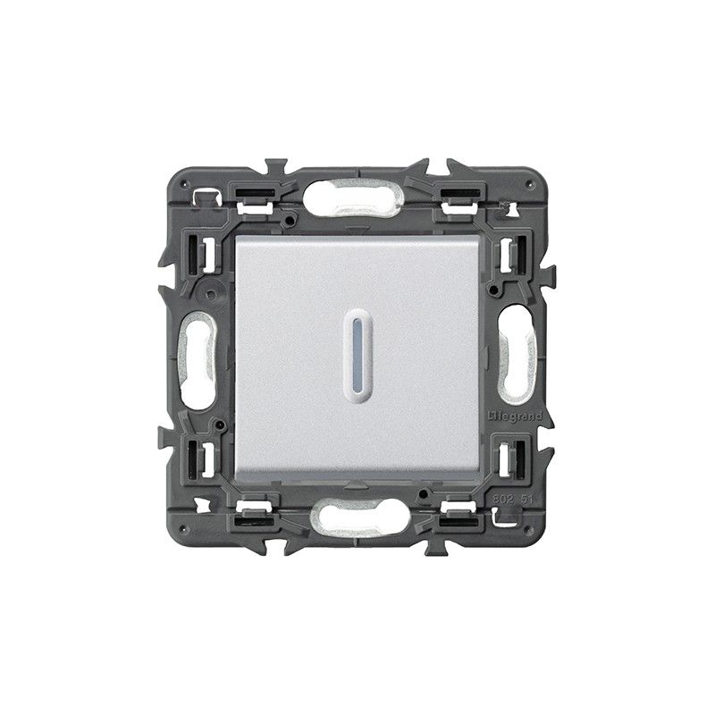 Pulsador luminoso VALENA NEXT 1P 6A aluminio LEGRAND 741351