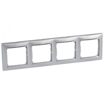 Moldura 4 elementos VALENA alumínio/prata LEGRAND 770354