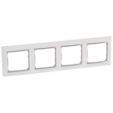 Marco 4 elementos VALENA blanco plata LEGRAND 770494
