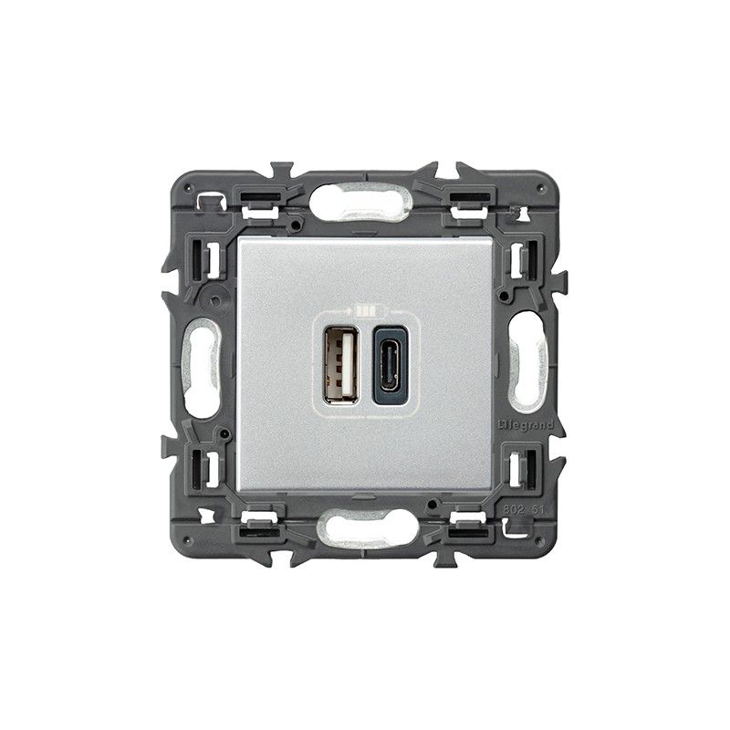 VALENA NEXT 2xUSB tipo+c 2.4a base de alumínio...