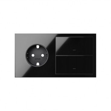 SIMON 100 - Kit frontal 2 elementos base + 2 teclas pretas brilhantes 10020204-138