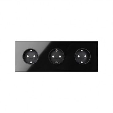 SIMON 100 - Kit frontal 3 elementos 3 bases preto brilhante 10020302-138