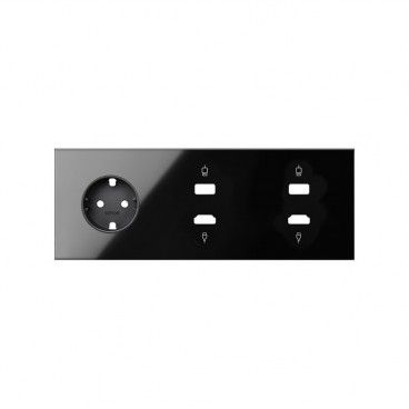 SIMON 100 - Kit frontal 3 elementos base + 2 HDMI/USB preto brilhante 10020305-138